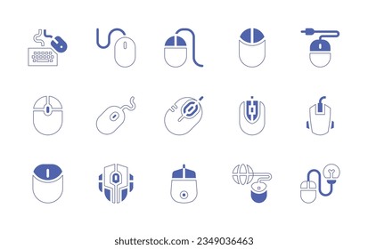 Mouse icon set. Duotone style line stroke and bold. Vector illustration. Containing keyboard, and, mouse, computer.