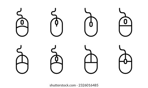 Icono del ratón: ilustración. haga clic en firmar y símbolo. vector de icono de puntero.