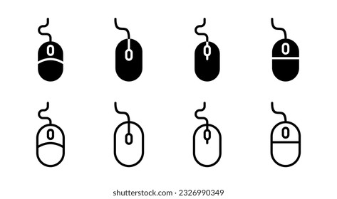 Icono del ratón: ilustración. haga clic en firmar y símbolo. vector de icono de puntero.