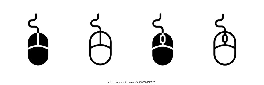 Icono del ratón: ilustración. haga clic en firmar y símbolo. vector de icono de puntero.