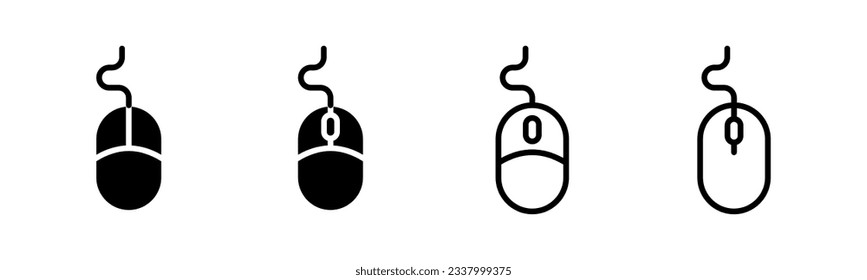 Icono del ratón: ilustración. haga clic en firmar y símbolo. vector de icono de puntero.