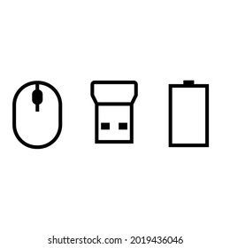 mouse icon set with supporting devices. vector