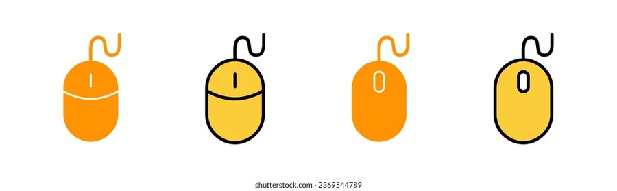 Juego de iconos del ratón para la aplicación web y móvil. haga clic en firmar y símbolo. vector de icono de puntero.