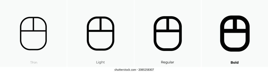 mouse icon. Thin, Light Regular And Bold style design isolated on white background
