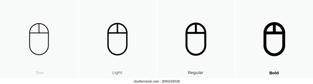 mouse icon. Thin, Light Regular And Bold style design isolated on white background