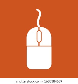 Icono del ratón en estilo plano moderno aislado en fondo rojo. Ilustración del vector, EPS 10.