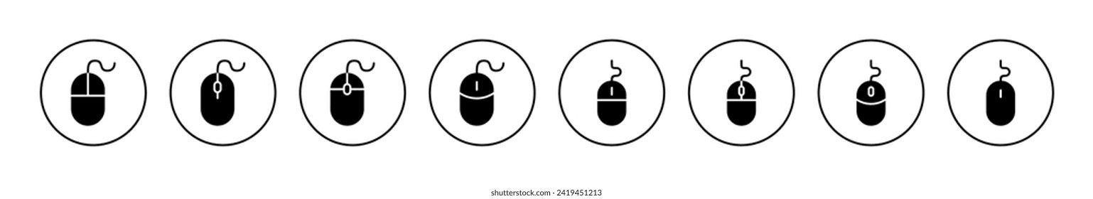 Vector de icono del ratón. haga clic en firmar y símbolo. vector de icono de puntero.
