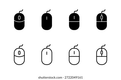 Vector del icono del ratón. signo y símbolo del Hacer clic. Vector del icono del puntero.