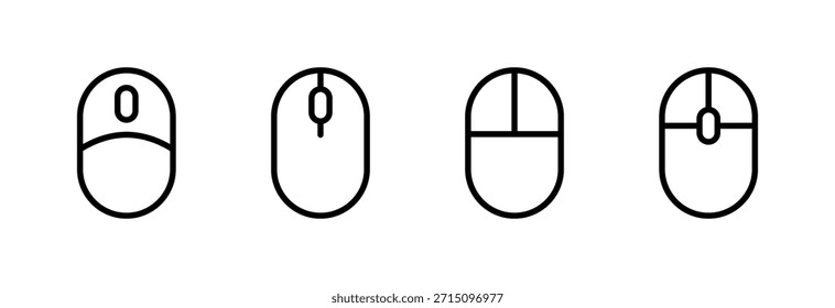 Ilustración vectorial del icono del ratón. signo y símbolo del Hacer clic. Vector del icono del puntero.