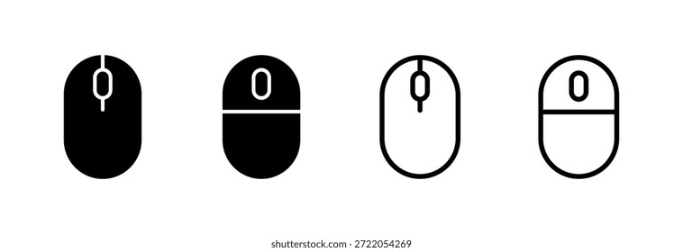 Ilustración vectorial del icono del ratón. signo y símbolo del Hacer clic. Vector del icono del puntero.