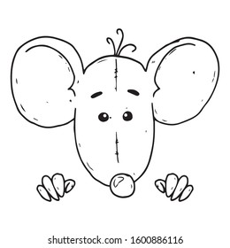 Mouse icon. Vector illustration of a toy mouse. Hand drawn mouse, rat a symbol of the chinese new year.