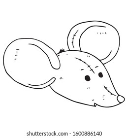 Mouse icon. Vector illustration of a toy mouse. Hand drawn mouse, rat a symbol of the chinese new year.