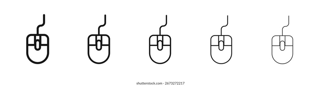 Signo de ilustración de conjunto de contorno de Vector de icono de ratón