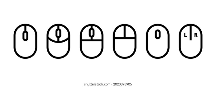 Mouse icon vector set. Computer mouse symbol outline. Editable stroke. Simple design for web and mobile app. Vector illustration