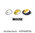 Mouse icon, vector symbol in flat, outline and isometric style