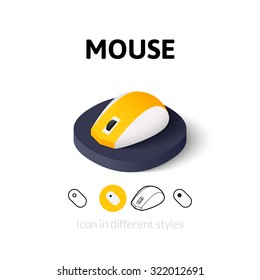 Mouse icon, vector symbol in flat, outline and isometric style