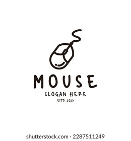 Mouse Icon Vintage Simple Line Art