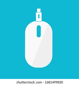 Mouse icon. For websites and apps. Image on blue background. Flat line vector illustration. EPS 10