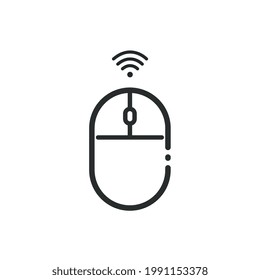 Icono del ratón con conexión wifi