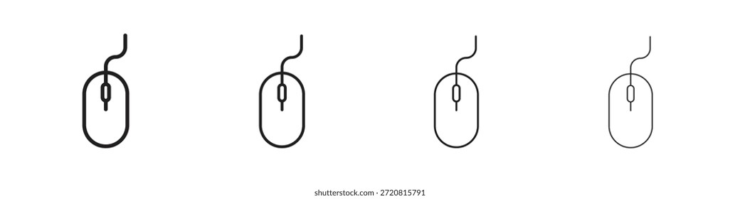 Iconos de ratón delinean el diseño de Vector negro. Línea con trazo editable.