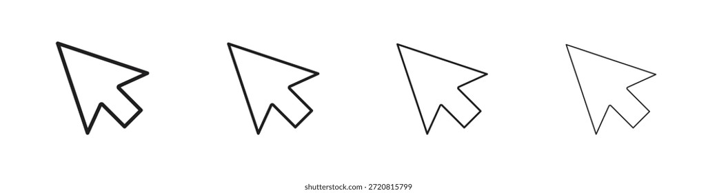 Iconos de ratón delinean el diseño de Vector negro. Línea con trazo editable.