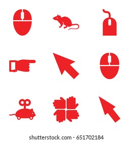 Mouse icons set. set of 9 mouse filled icons such as pointing, pointer