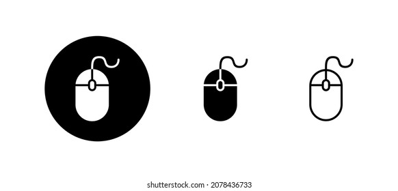Los iconos del ratón se configuran. haga clic en firmar y símbolo. vector de icono de puntero.