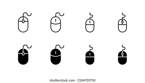 Los iconos del ratón se configuran. haga clic en firmar y símbolo. vector de icono de puntero.