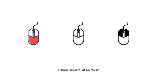 Mouse Icons thin line and glyph vector icon stock illustration