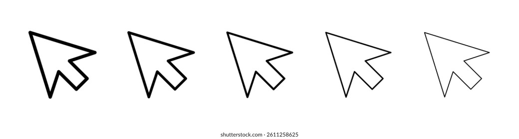 Mouse icons vector set in different stroke line style