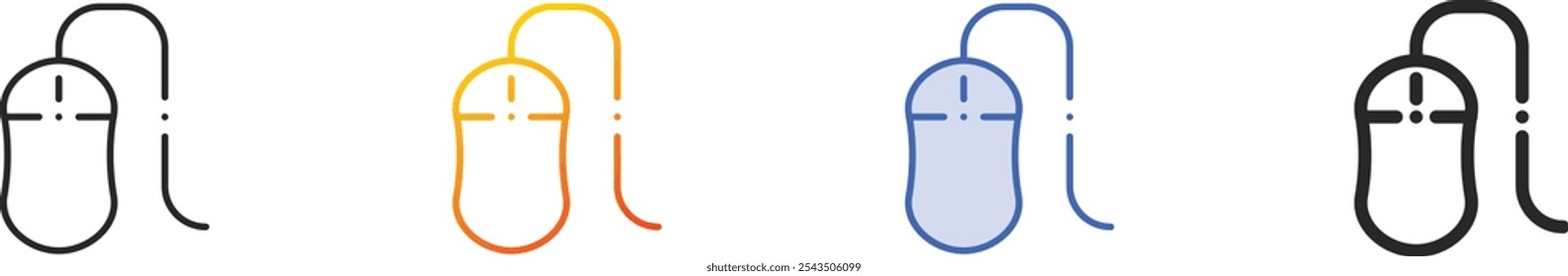 ícone do mouse.Design fino Linear, Gradiente, Traço azul e estilo negrito isolado no plano de fundo branco