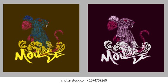 mouse illustration design for sukajan is mean japan traditional cloth or t-shirt with digital hand drawn Embroidery Men T-shirts Summer Casual Short Sleeve Hip Hop T Shirt Streetwear
