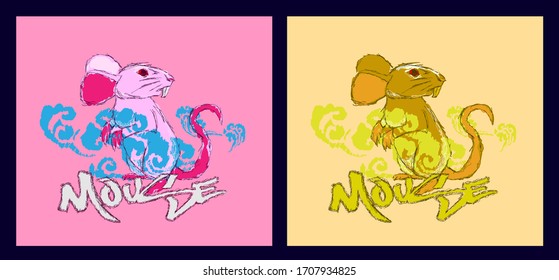 mouse illustration design for sukajan is mean japan traditional cloth or t-shirt with digital hand drawn Embroidery Men T-shirts Summer Casual Short Sleeve Hip Hop T Shirt Streetwear
