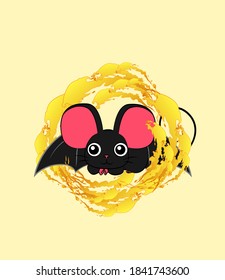 mouse illustration design for sukajan is mean japan traditional cloth or t-shirt with digital hand drawn Embroidery Men T-shirts Summer Casual Short Sleeve Hip Hop T Shirt Streetwear