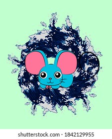 mouse illustration design for sukajan is mean japan traditional cloth or t-shirt with digital hand drawn Embroidery Men T-shirts Summer Casual Short Sleeve Hip Hop T Shirt Streetwear