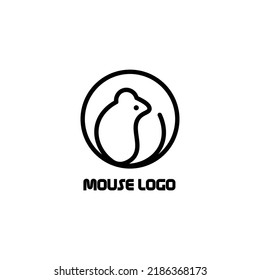 Mouse illustration vector design with black and white color theme for logo and icon
