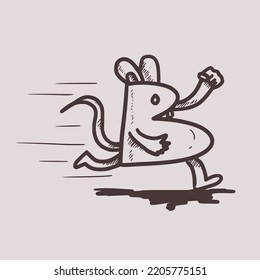 Mouse illustration vector with line art.