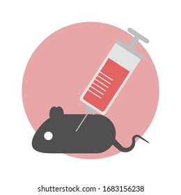 Mouse and injection illustration. Flat style illustration. 