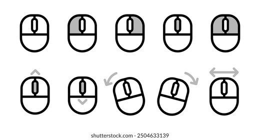 mouse input set collection from left right click scroll down up tap press hand gesture 