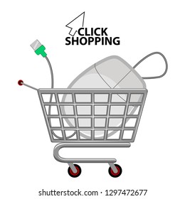 Mouse inside to market car. Vector illustration design