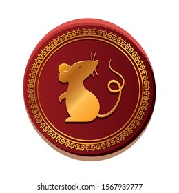 mouse inside seal stamp design, Animal cute zoo life nature and fauna theme Vector illustration