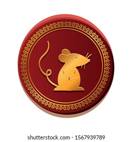 mouse inside seal stamp design, Animal cute zoo life nature and fauna theme Vector illustration