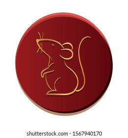 mouse inside seal stamp design, Animal cute zoo life nature and fauna theme Vector illustration