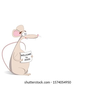 mouse invites in the new year, on a white background