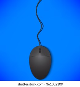 Mouse isolated on blue background in realistic style