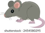 Mouse isolated on white background. Vector cartoon animal illustration for kids.