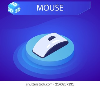 Mouse isometric design icon. Vector web illustration. 3d colorful concept