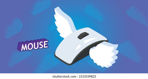 Mouse isometric design icon. Vector web illustration. 3d colorful concept