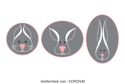 Mouse, kangaroo, rabbit. Flat design style vector illustrations set of icons and logos