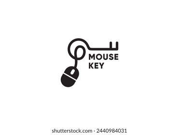 mouse and key logo. click estate agency key line symbol design